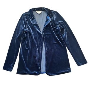 Olive + Oak Open Front Velvet Lightweight Blazer - Womens Small - Blue